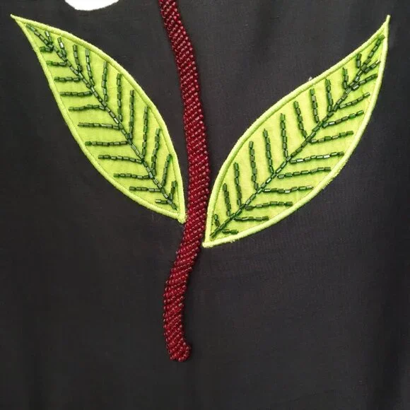 Y2K Vintage Black 100% Silk Jacket w Floral Textured Art Simply Stunning! Sz10 - Picture 14 of 14